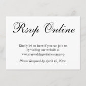 Hochzeit RSVP Online einfach elegant Schwarz und W Begleitkarte (Vorderseite)