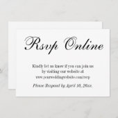 Hochzeit RSVP Online einfach elegant Schwarz und W Begleitkarte (Vorne/Hinten)