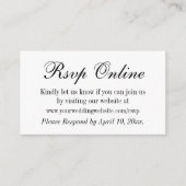 Hochzeit RSVP Online einfach elegant Schwarz und W Begleitkarte (Vorderseite)