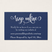 Hochzeit RSVP Online Einfügen weißes Script & Navy (Vorderseite)