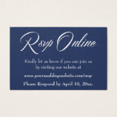 Hochzeit RSVP Online Einfügen weißes Script & Navy (Vorderseite)