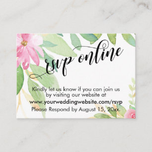Hochzeit RSVP Online Elegante Typografie & Blume Begleitkarte