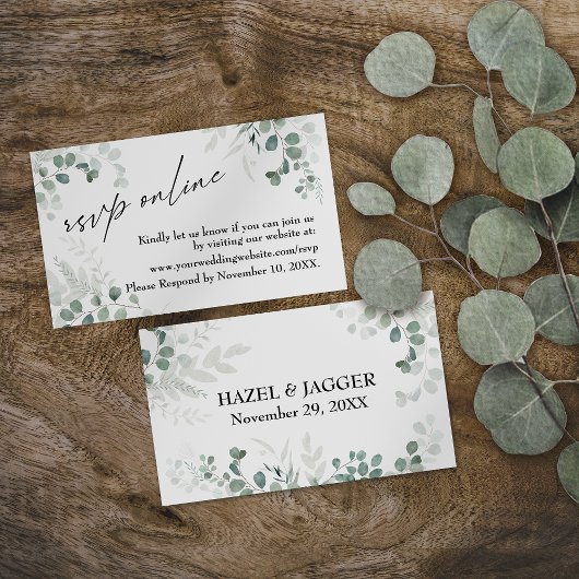 Hochzeit RSVP Online Greenery Elegant Zeitgenössis Begleitkarte