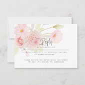Hochzeit RSVP | Pastellrosa Blume Karte (Vorderseite)