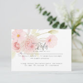 Hochzeit RSVP | Pastellrosa Blume Karte (Stehend Vorderseite)
