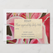Hochzeit RSVP Pink Lilien Blume Kunst rustikal Einladung (Vorderseite)