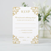 Hochzeit RSVP PostCard - Nadine (Gold) auf Ecru (Stehend Vorderseite)