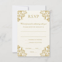 Hochzeit RSVP PostCard - Nadine (Gold) auf Ecru