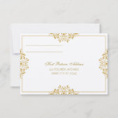 Hochzeit RSVP PostCard - Nadine (Gold) auf Ecru Karte (Rückseite)