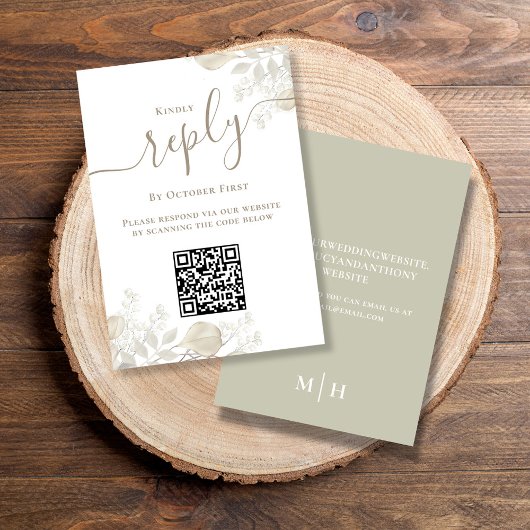 Hochzeit RSVP QR Code Elegante Landschaft Karte