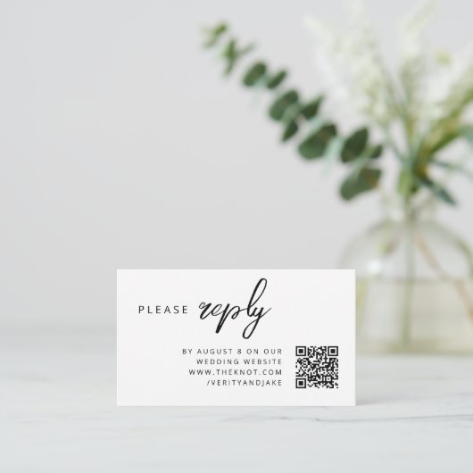 Hochzeit RSVP | QR-Code Minimalistisch Clean Simpl Begleitkarte (Stehend Vorderseite)