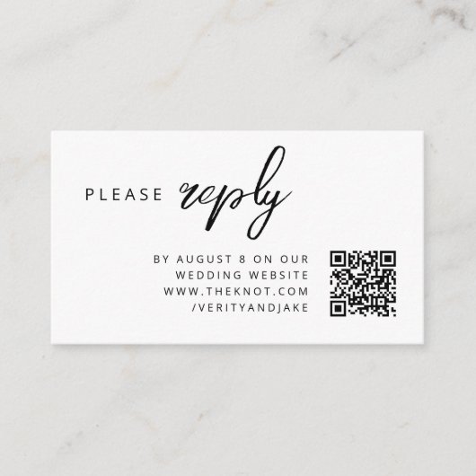 Hochzeit RSVP | QR-Code Minimalistisch Clean Simpl Begleitkarte (Vorderseite)