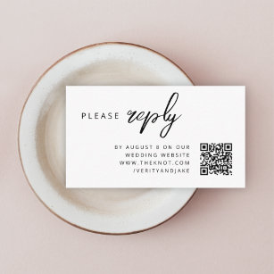 Hochzeit RSVP   QR-Code Minimalistisch Clean Simpl Begleitkarte