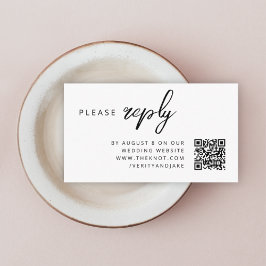 Hochzeit RSVP | QR-Code Minimalistisch Clean Simpl Begleitkarte