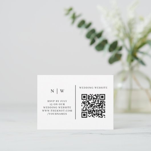 Hochzeit RSVP | QR-Code Minimalistisch Clean Simpl Begleitkarte (Stehend Vorderseite)