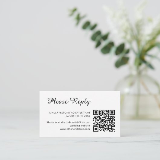 Hochzeit RSVP | QR-Code Minimalistisch Clean Simpl Begleitkarte (Stehend Vorderseite)