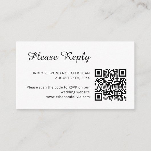 Hochzeit RSVP | QR-Code Minimalistisch Clean Simpl Begleitkarte (Vorderseite)