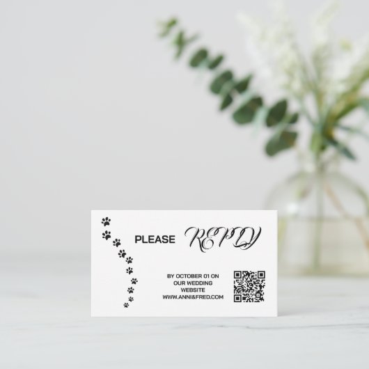 Hochzeit RSVP | QR Code Minimalistisch Clean Simpl Begleitkarte (Stehend Vorderseite)