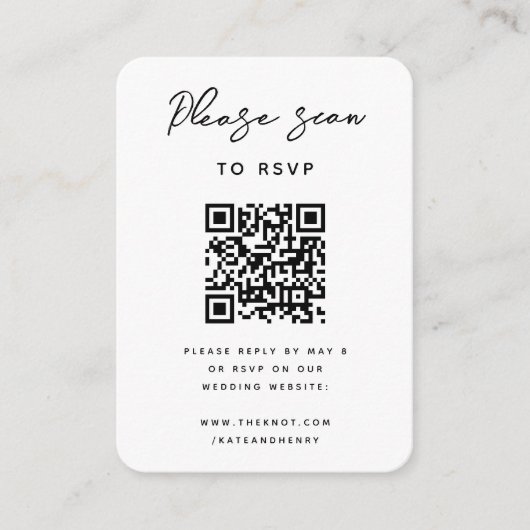 Hochzeit RSVP | QR-Code Modern Minimalistisch einf Begleitkarte (Vorderseite)