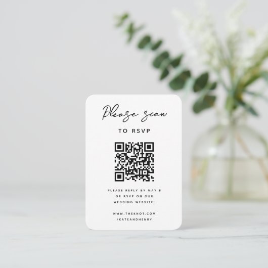 Hochzeit RSVP | QR-Code Modern Minimalistisch einf Begleitkarte (Stehend Vorderseite)