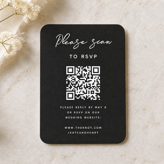 Hochzeit RSVP | QR Code Modernes, stilvolles Schwa Begleitkarte