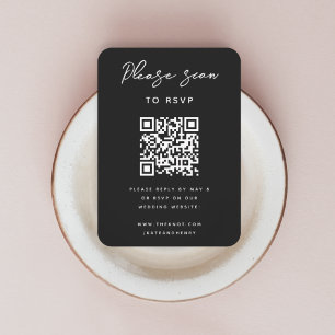 Hochzeit RSVP   QR Code Modernes, stilvolles Schwa Begleitkarte