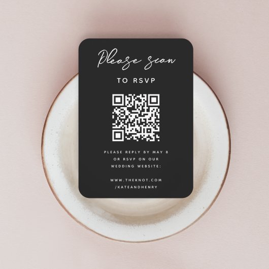 Hochzeit RSVP | QR Code Modernes, stilvolles Schwa Begleitkarte