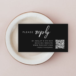 Hochzeit RSVP | QR Code Modernes, stilvolles Schwa Begleitkarte