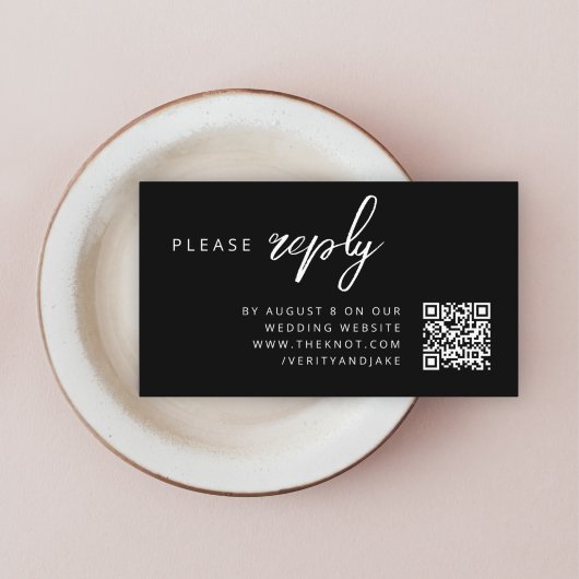 Hochzeit RSVP | QR Code Modernes, stilvolles Schwa Begleitkarte