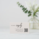 Hochzeit RSVP | QR-Code Natürliche Minimalistisch Begleitkarte (Stehend Vorderseite)
