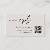 Hochzeit RSVP | QR-Code Natürliche Minimalistisch Begleitkarte (Vorderseite)