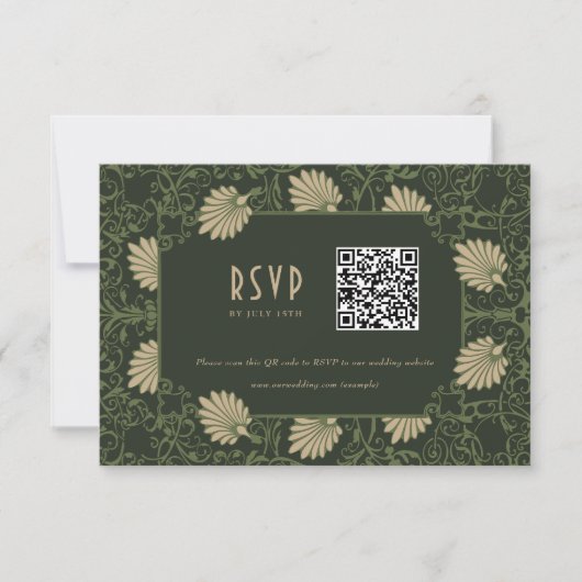 Hochzeit RSVP QR Code Nouveau Einladung (Vorderseite)
