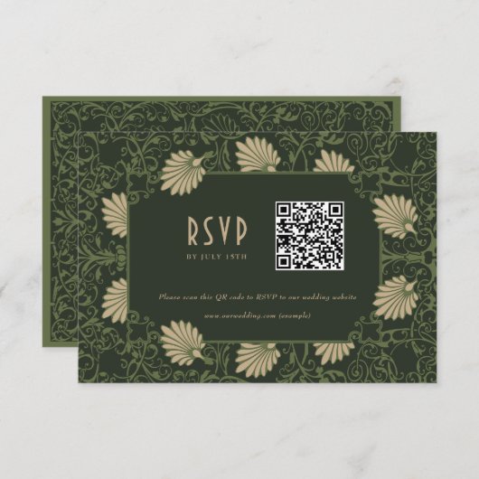 Hochzeit RSVP QR Code Nouveau Einladung (Vorne/Hinten)