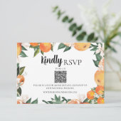 Hochzeit RSVP | QR Code Romantische Orangen RSVP K Karte (Stehend Vorderseite)