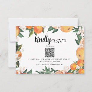 Hochzeit RSVP   QR Code Romantische Orangen RSVP K Karte
