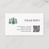 Hochzeit RSVP QR-Code Rustikale Grüne Pinienbäume Begleitkarte (Vorderseite)