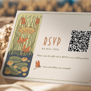 Hochzeit RSVP QR Code Vintag Art Nouveau Einladung