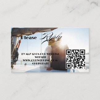 Hochzeit RSVP | QR Minimalistisch sauber Begleitkarte