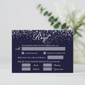 Hochzeit RSVP Reply Card Navy Blue Einladung (Stehend Vorderseite)
