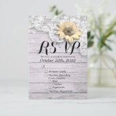 Hochzeit RSVP Reply Chic Lace Sonnenblumenleuchten (Stehend Vorderseite)