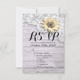 Hochzeit RSVP Reply Chic Lace Sonnenblumenleuchten Karte