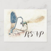 Hochzeit RSVP Reply Dragonfly Paating Liebe Herz Einladungspostkarte (Vorderseite)