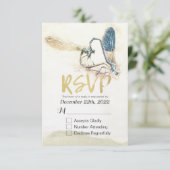 Hochzeit RSVP Reply Dragonfly Paating Liebe Herz Karte (Stehend Vorderseite)