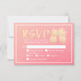 Hochzeit RSVP Reply Gold Ananas Couple Pink Rose