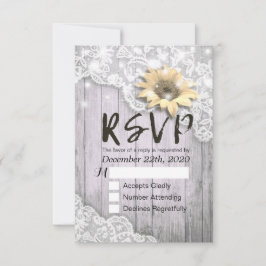 Hochzeit RSVP Reply Lace Sunflower Barn Wood Light