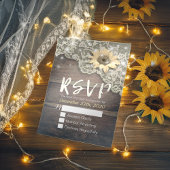 Hochzeit RSVP Reply Lace Sunflower Barn Wood Light
