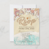 Hochzeit RSVP Reply Summer Beach Starfish Seashell (Vorderseite)