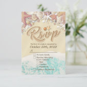 Hochzeit RSVP Reply Summer Beach Starfish Seashell (Stehend Vorderseite)