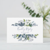 Hochzeit RSVP Response Card Greenerity - Dusty Blu (Stehend Vorderseite)