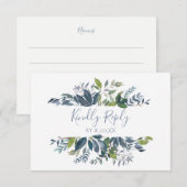 Hochzeit RSVP Response Card Greenerity - Dusty Blu Karte (Vorne/Hinten)